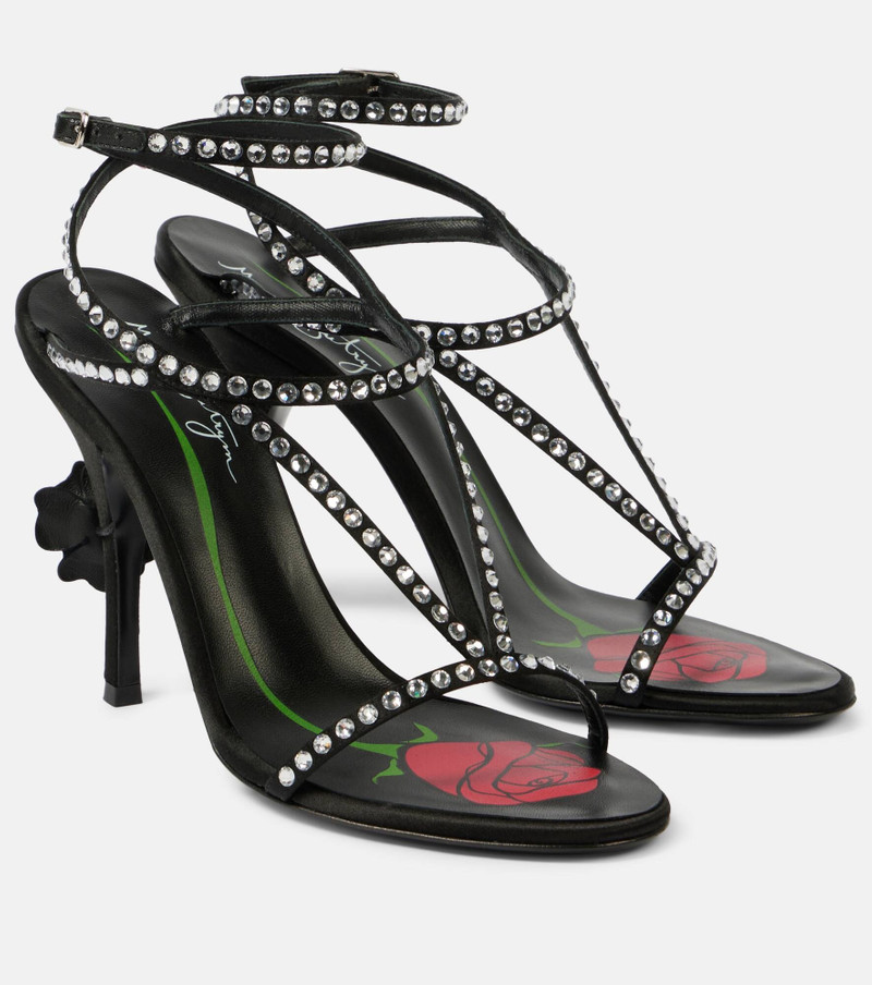 Crystal-embellished satin sandals - 1