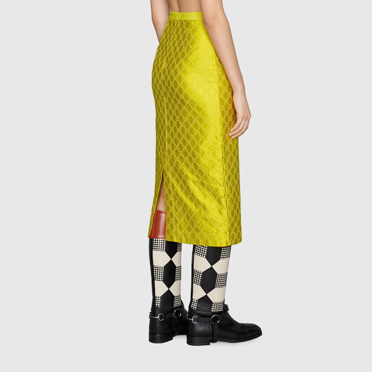 GG embroidered silk skirt - 4