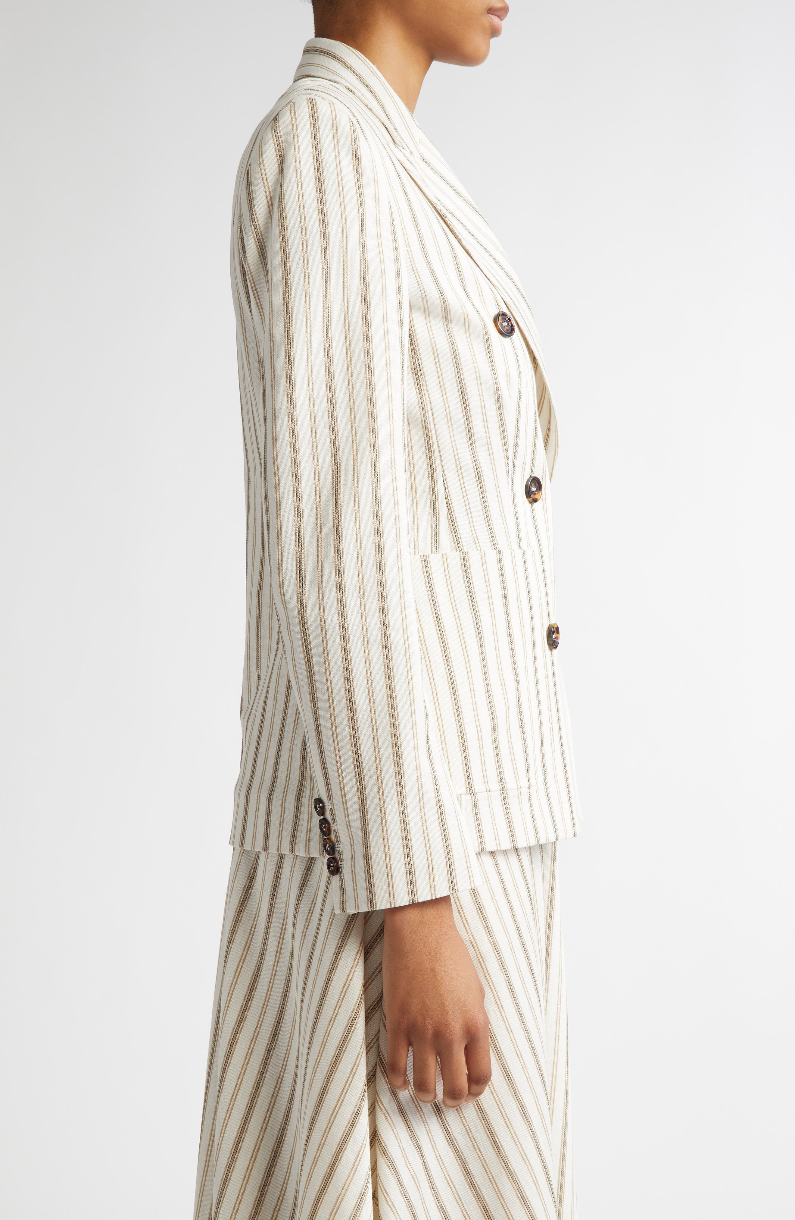 Max Mara Pensile Stripe Double Breasted Jersey Jacket in Sand at Nordstrom - 4