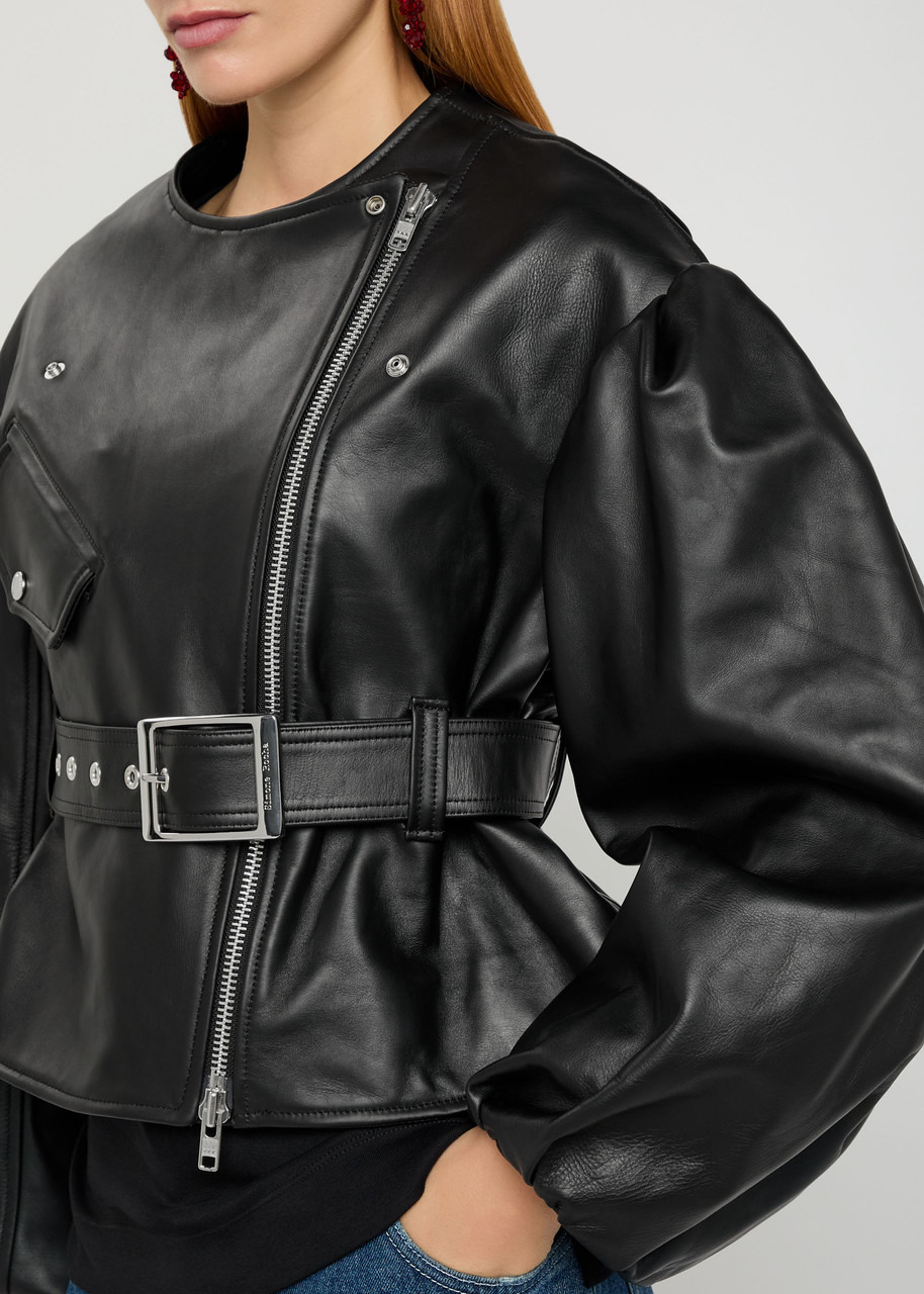 Simone Rocha Belted Leather Biker Jacket - 5