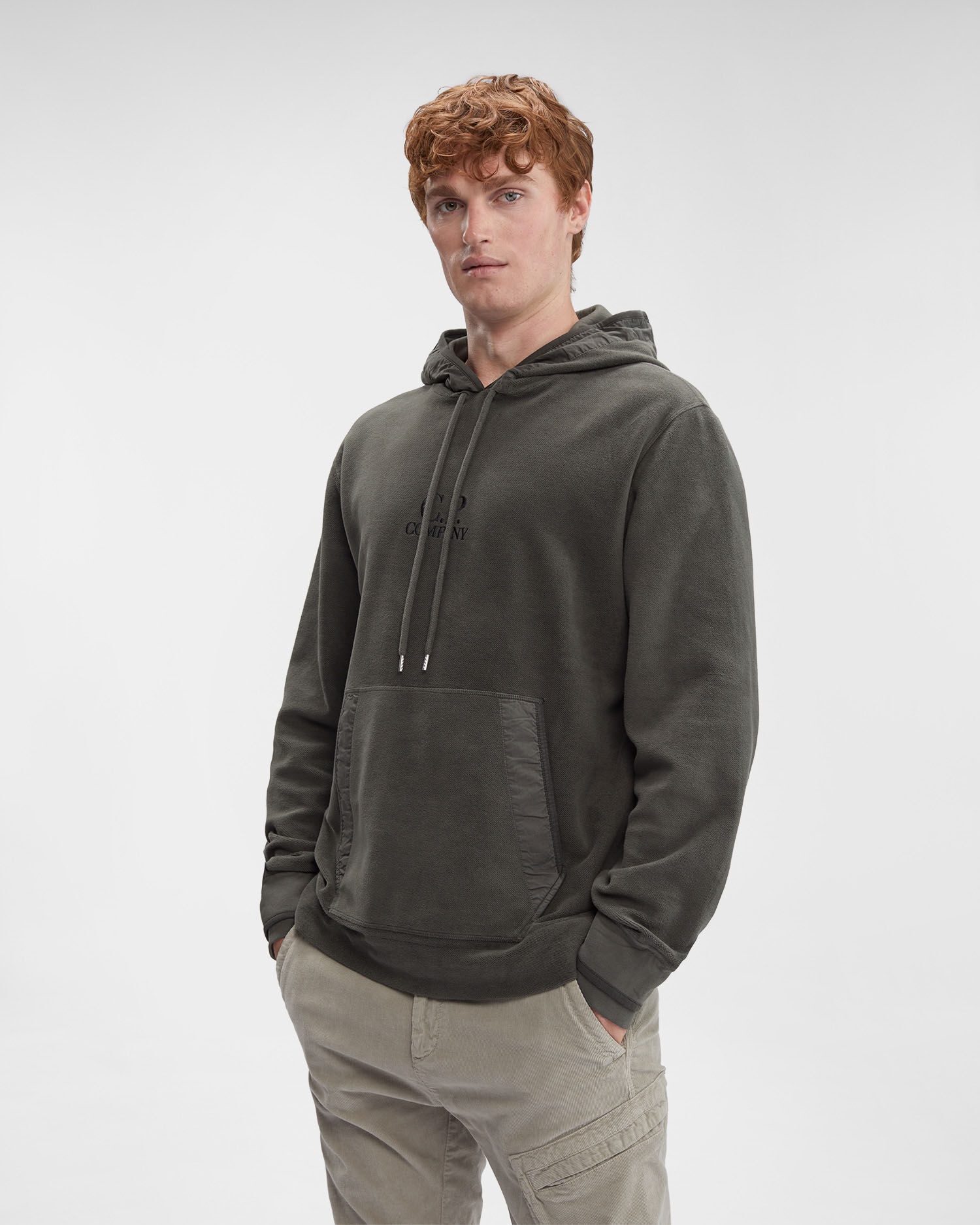 C.P. Company Reverse Brushed & Emerized Diag. Fleece Hoodie