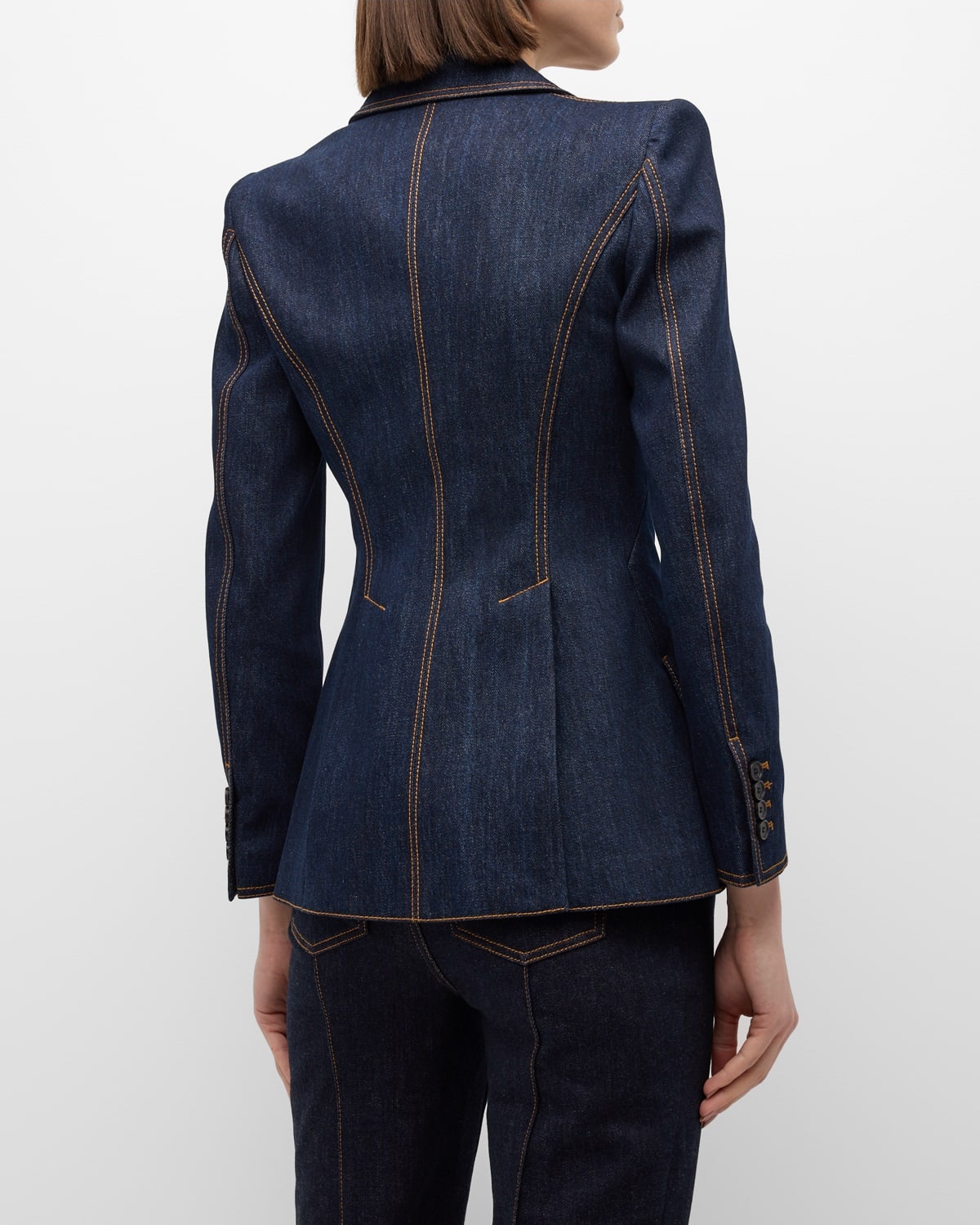 Alexander McQueen Denim Blazer with Lace Up Detail