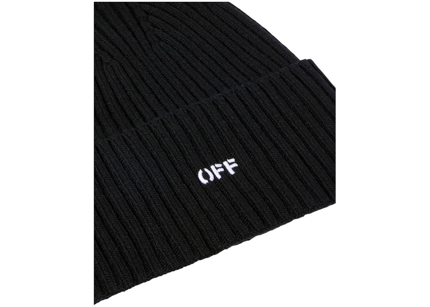 OFF-WHITE Offstamp Loose Knit Beanie Black/White - 2