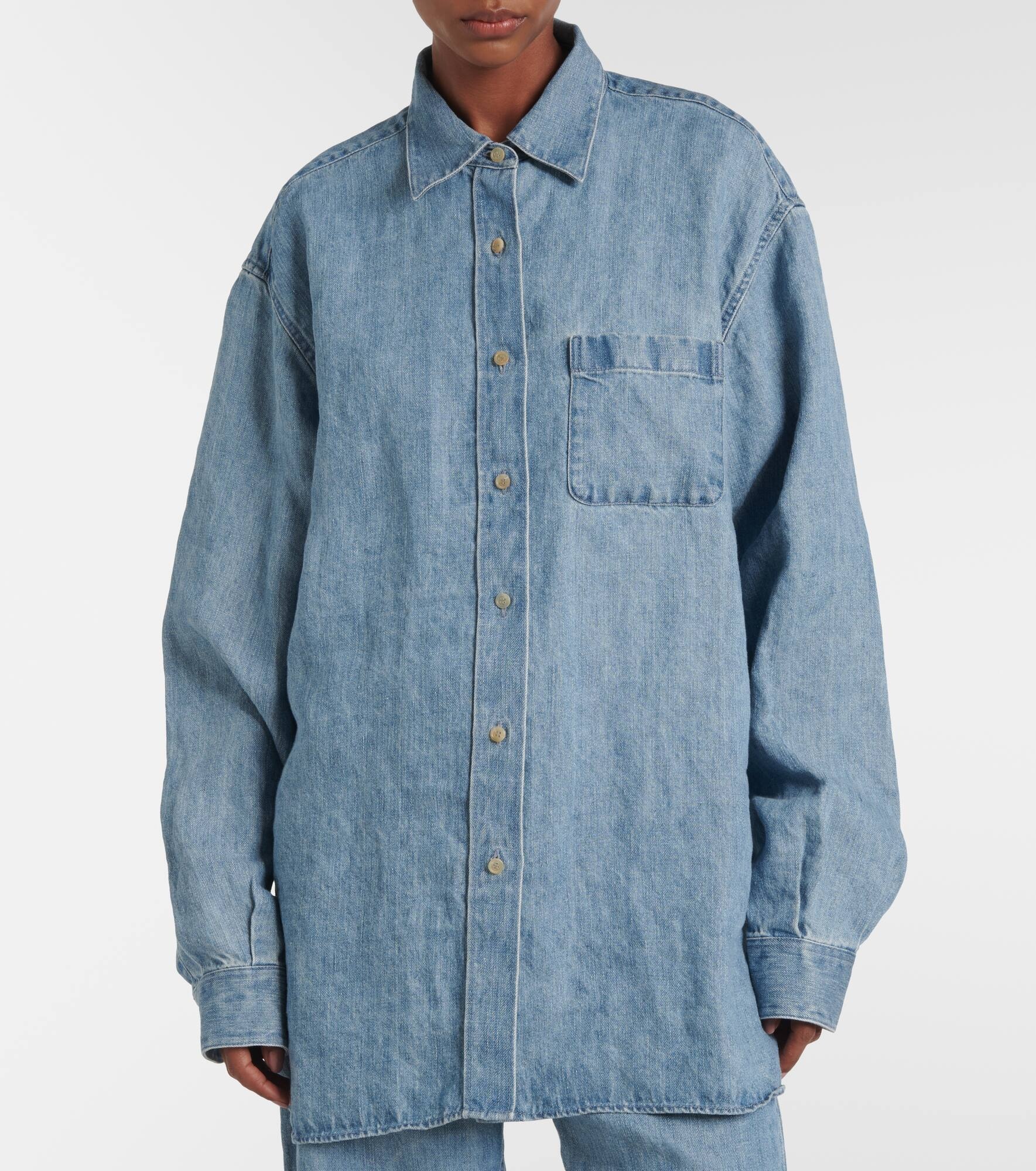 Nesson oversized linen denim shirt - 6
