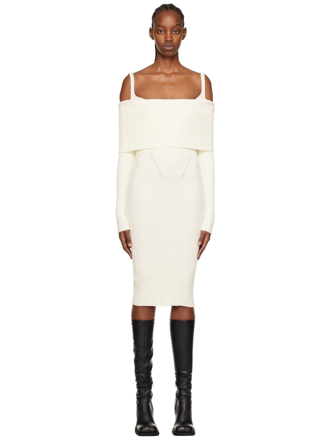 Off-White Long Sleeve Midi Dress - 1
