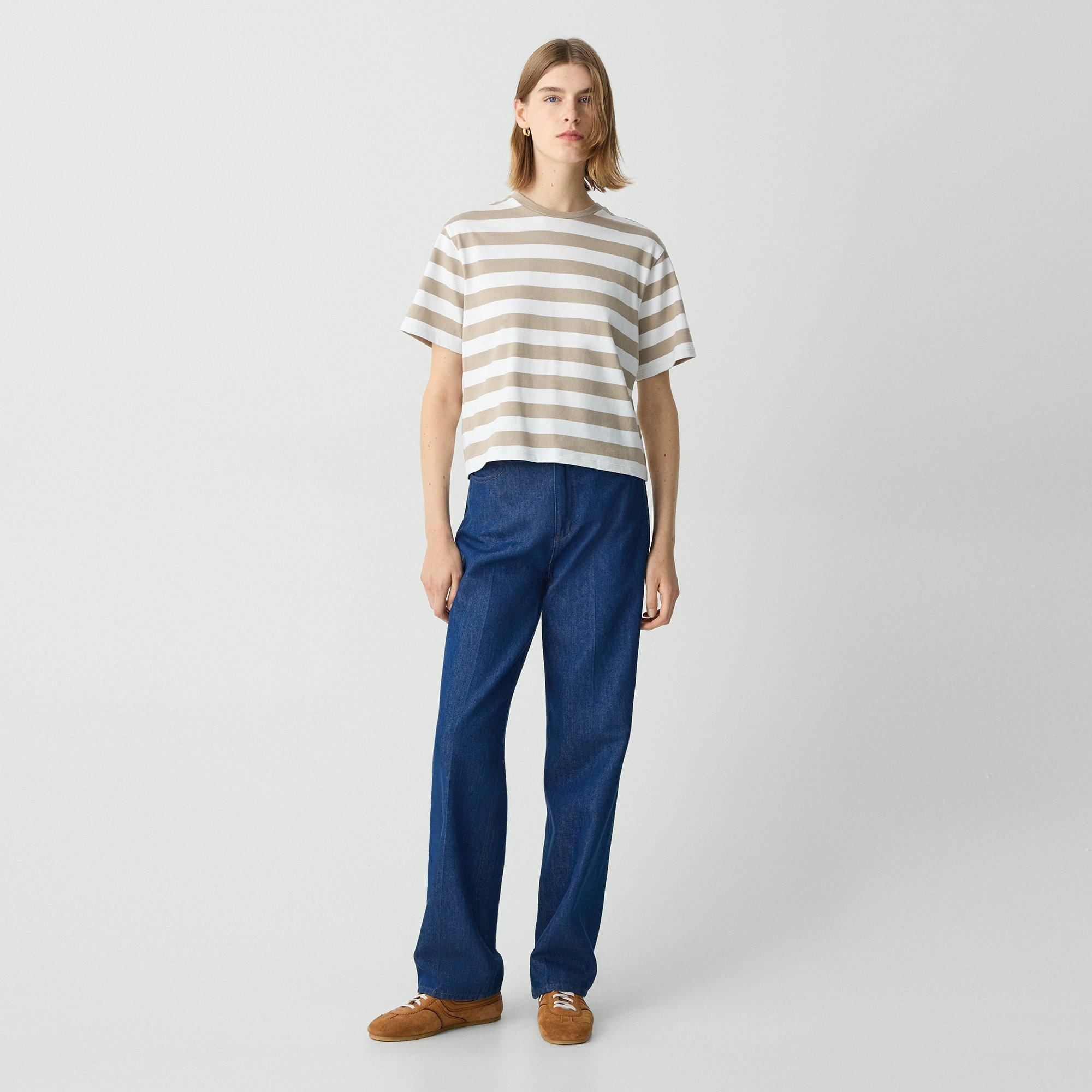 Boxy Crewneck Tee in Striped Cotton - 6