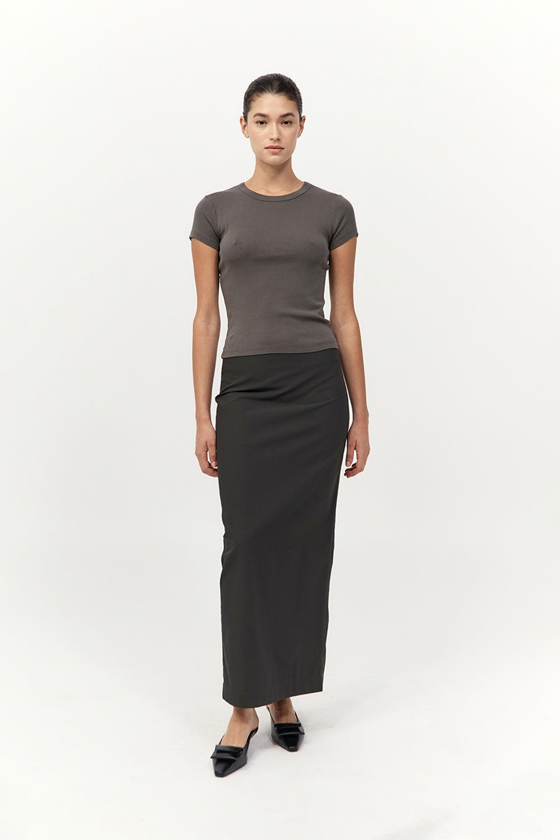 ST. AGNI Minimal Column Skirt - Black Olive outlook