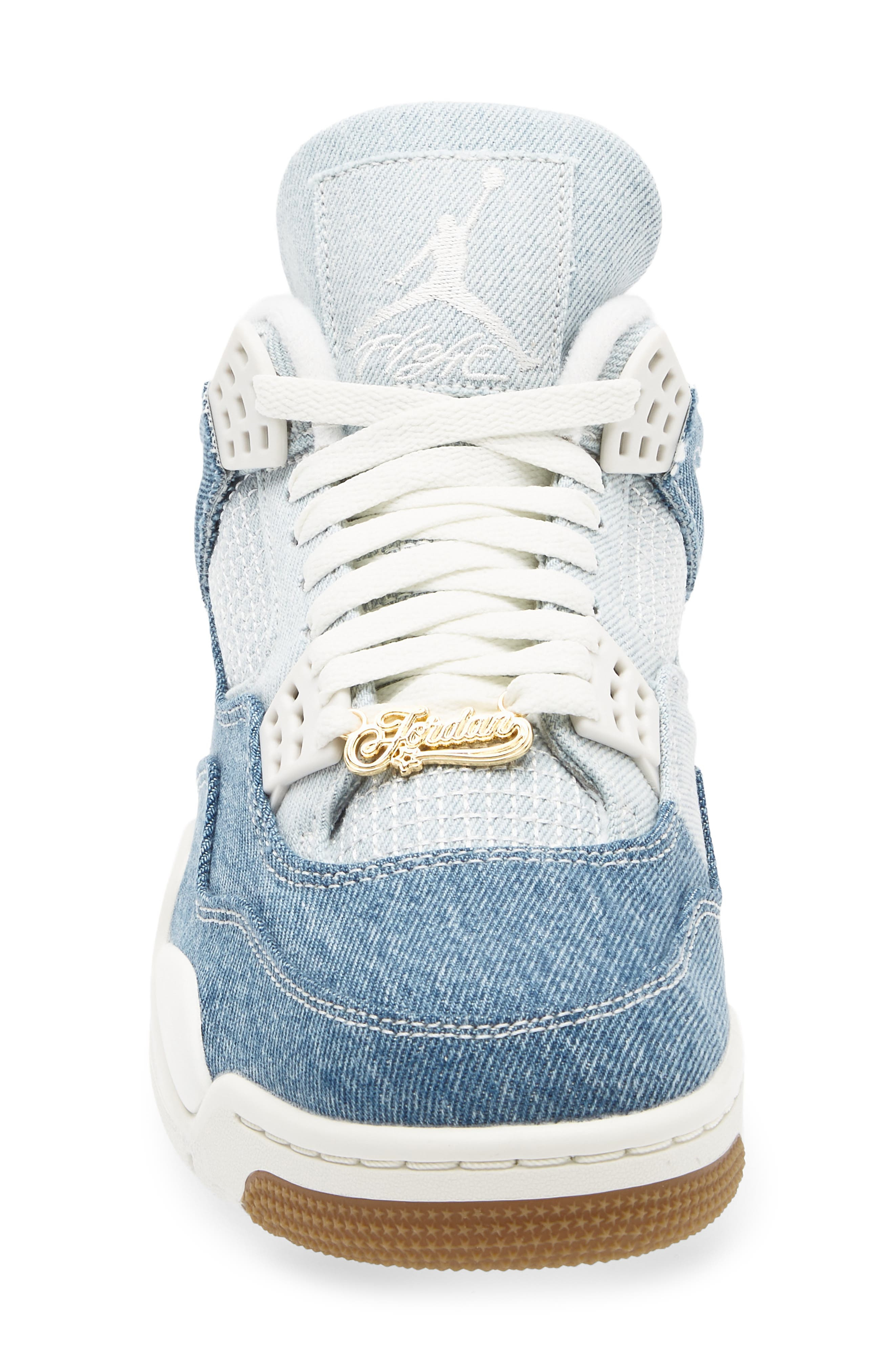 Air Jordan 4 Retro 'Worn Blue' Basketball Sneaker in Sail/Light Brown/Blue at Nordstrom - 5