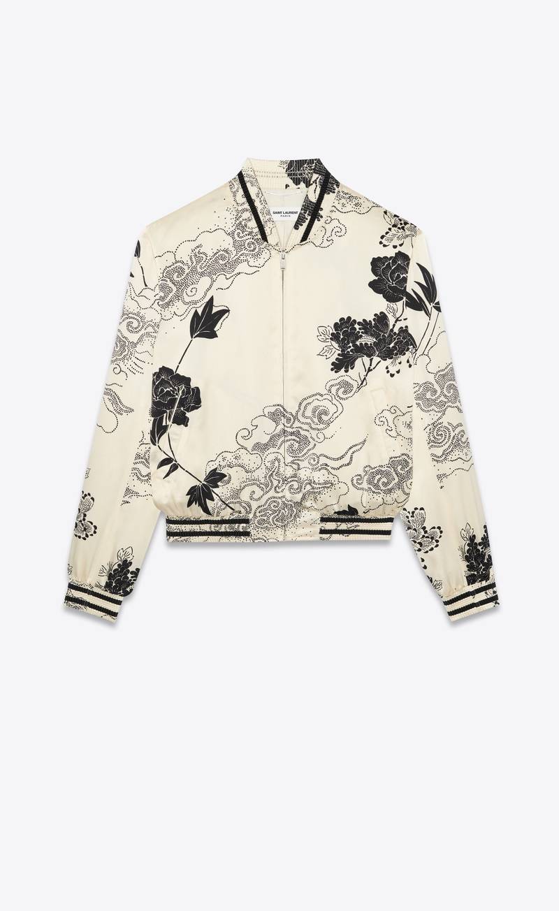 teddy jacket in printed satin - 1