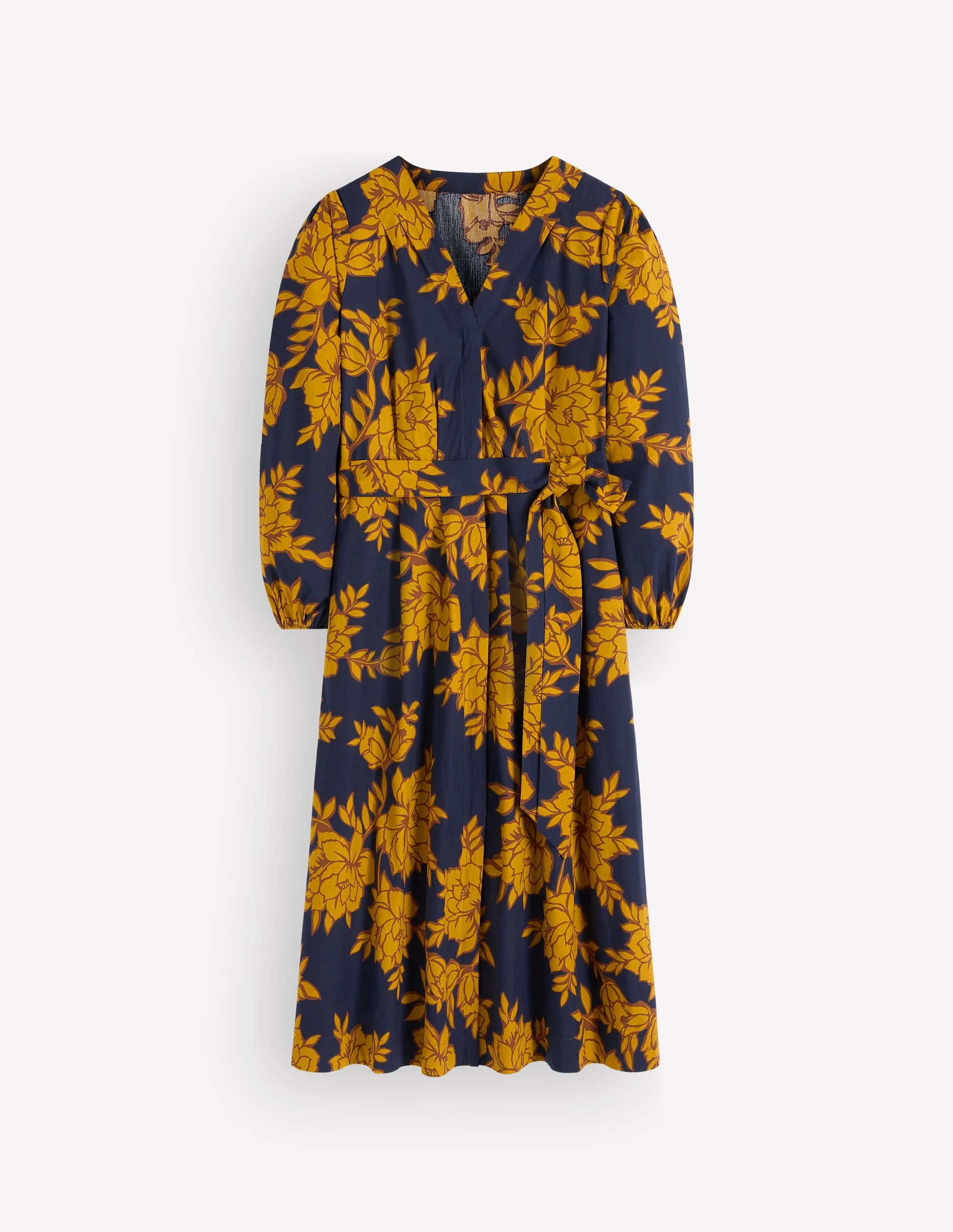 Nicola Cotton Midi Dress-Gold Wheat, Enchanted Peony - 1