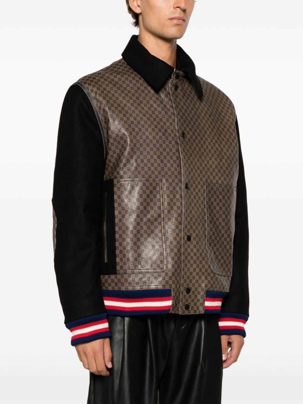 logo-appliquÃ© panelled teddy bomber jacket - 3