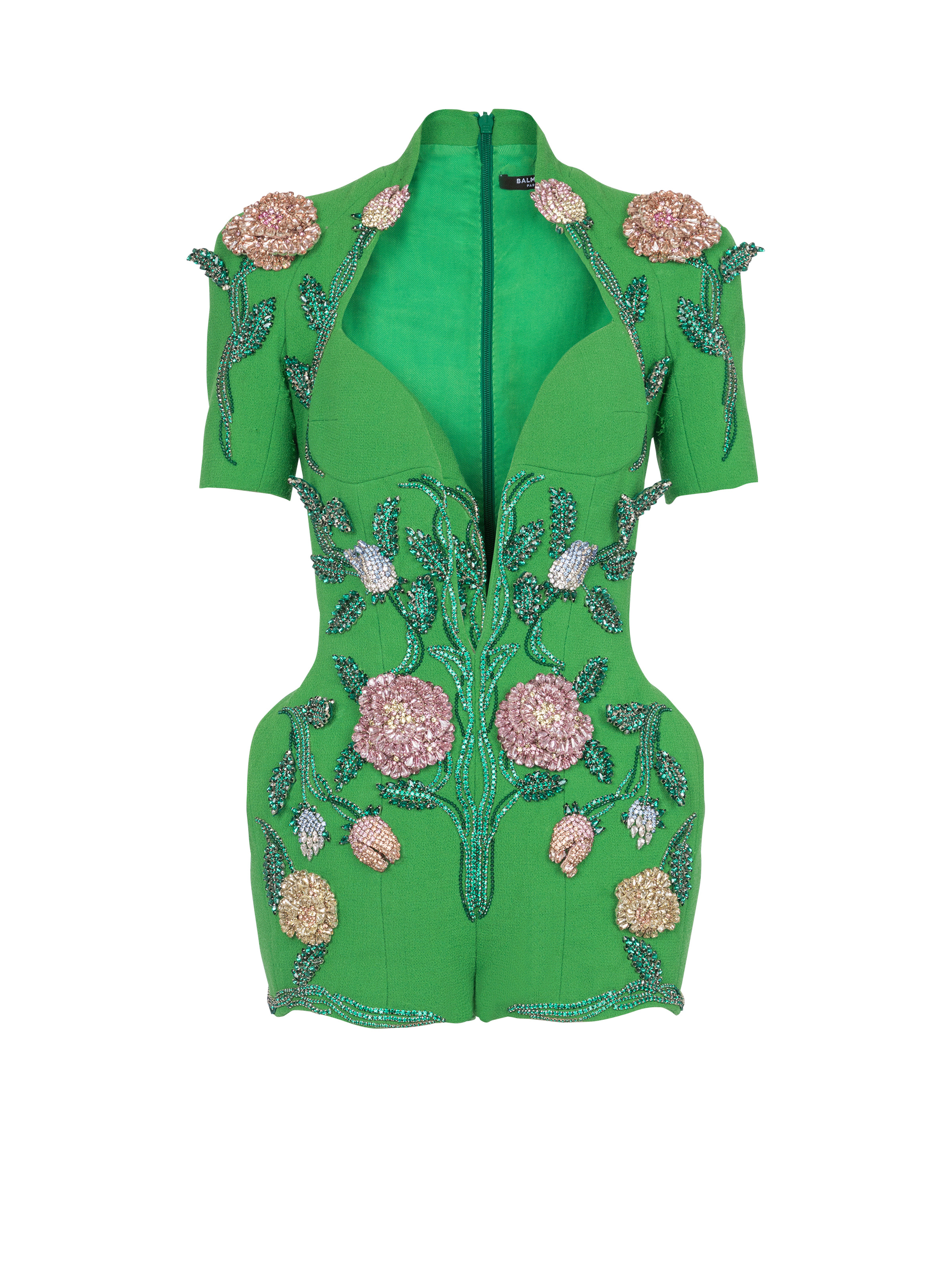 Flower-embroidered playsuit - 1