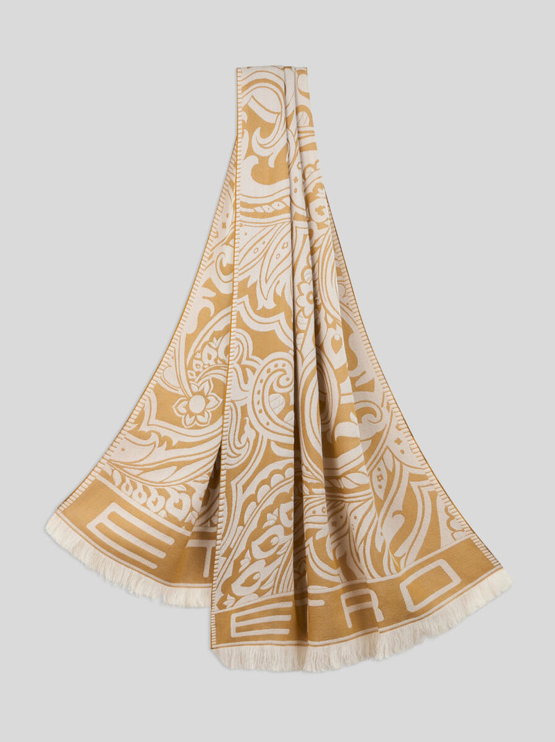 PRINTED WOOL- AND SILK-BLEND SCARF 1