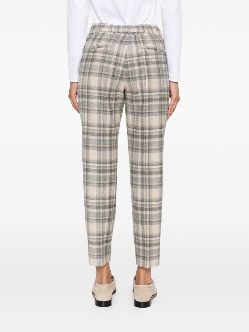 checked elastic-waist trousers 4