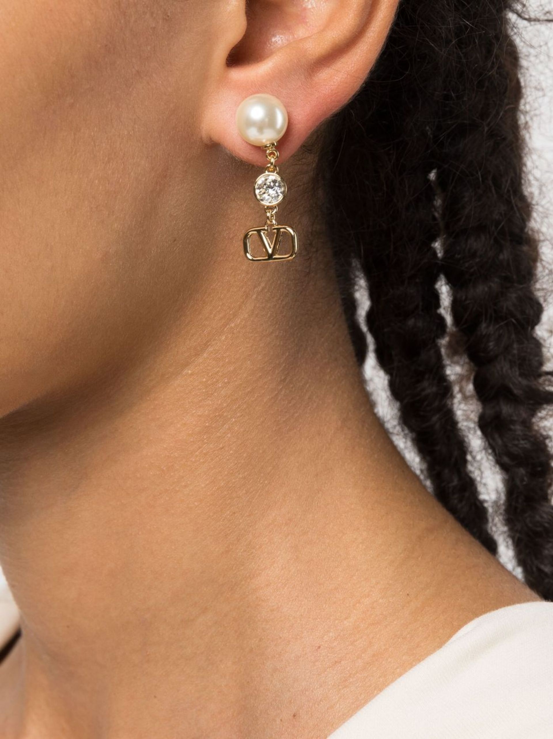 Gold-Tone VLogo Signature Drop Earrings - 2