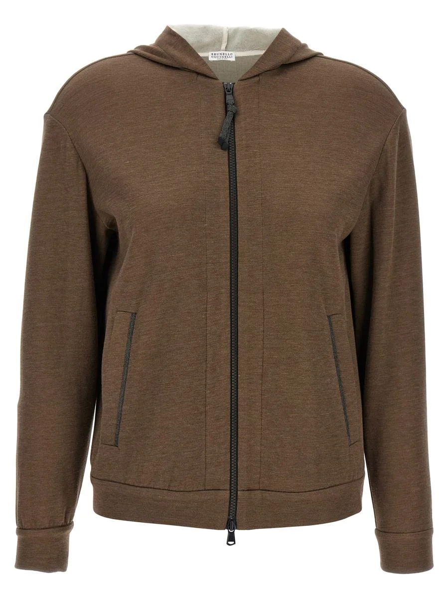Brunello Cucinelli 'Precious Zipper Pull' Hoodie - 1