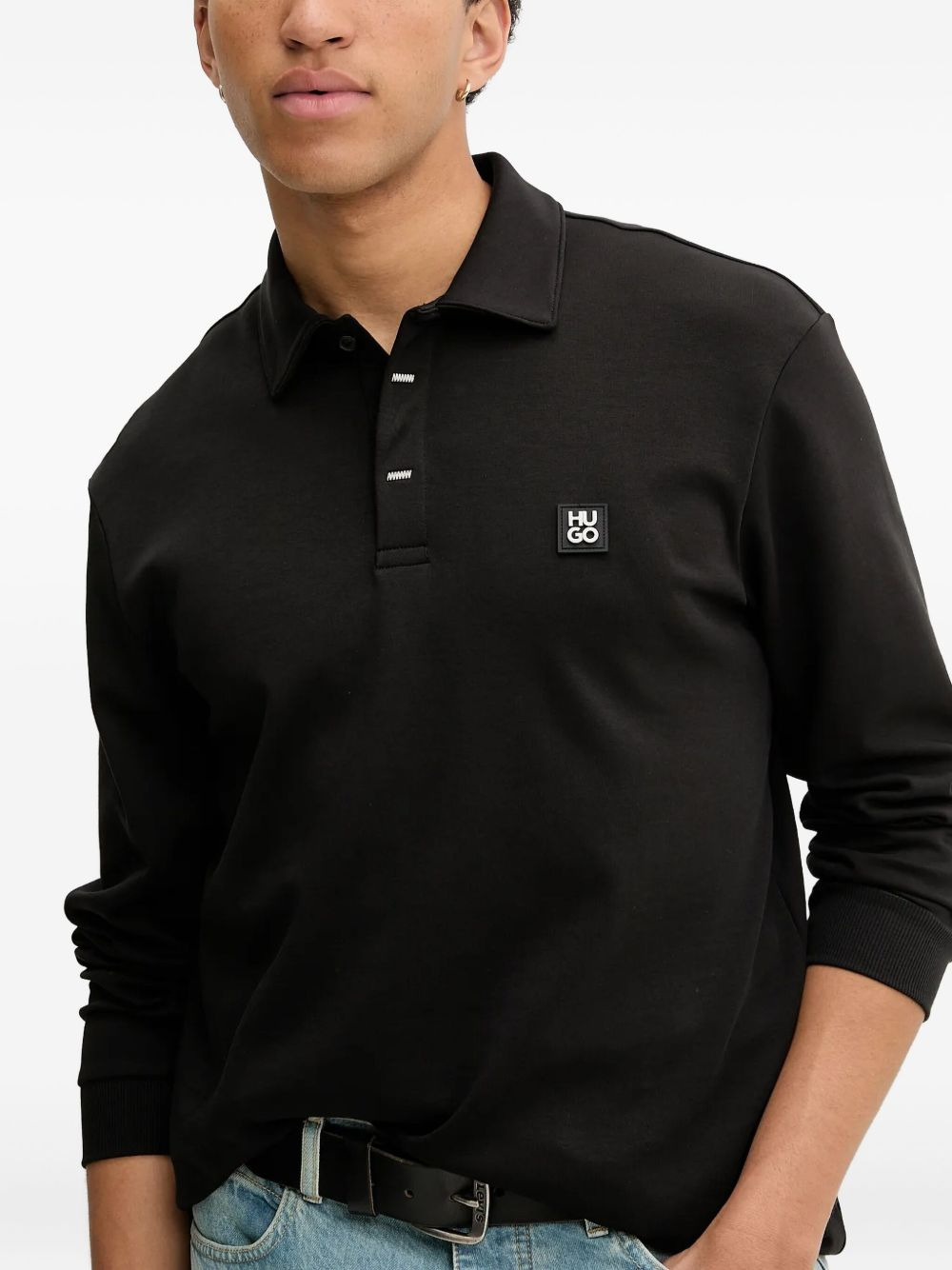 logo-plaque long-sleeve polo shirt - 5