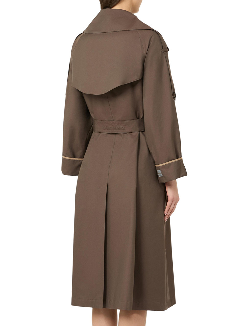 Women's Oversized Water Repellent Twill Trench Coat - Chocolate 4