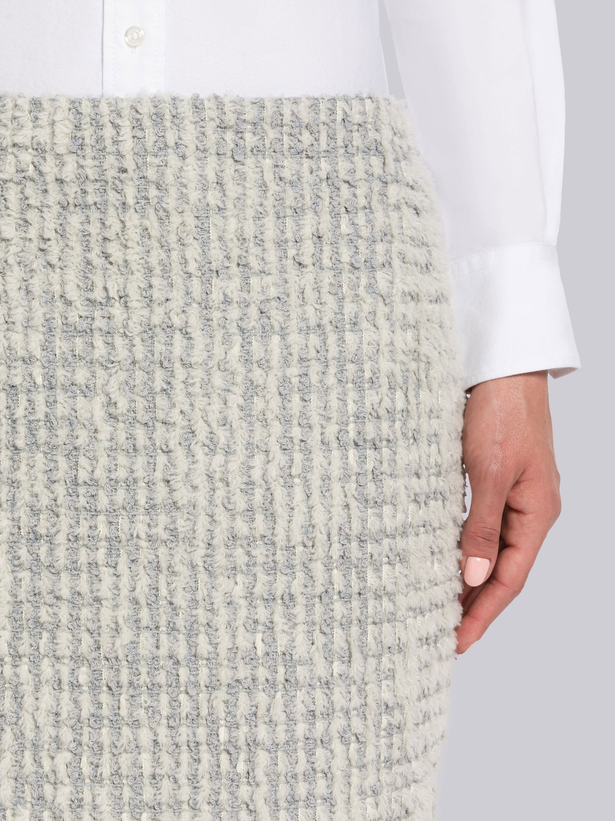 Blanket Stitch Tweed Low Rise Pencil Skirt - 5