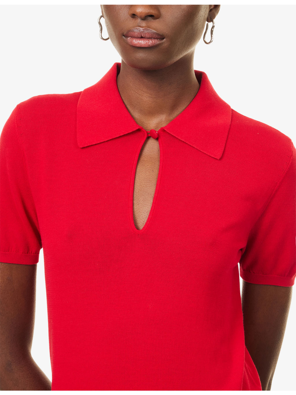 The Keyhole Polo Cotton-Modal Knitted Top - 5