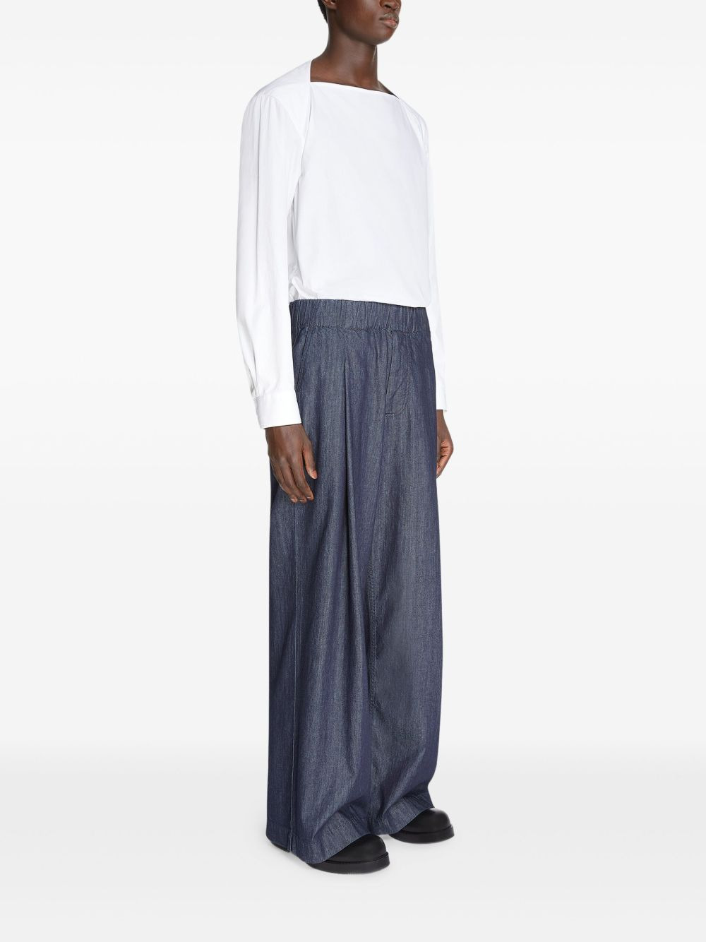 boat-neck cotton shirt - 3