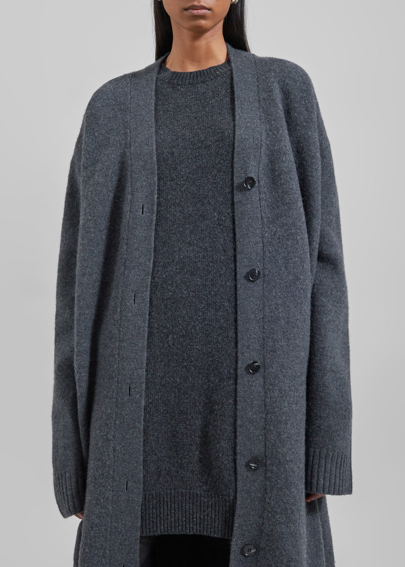 Emi Long Knit Cardigan - Dark Grey Melange 4