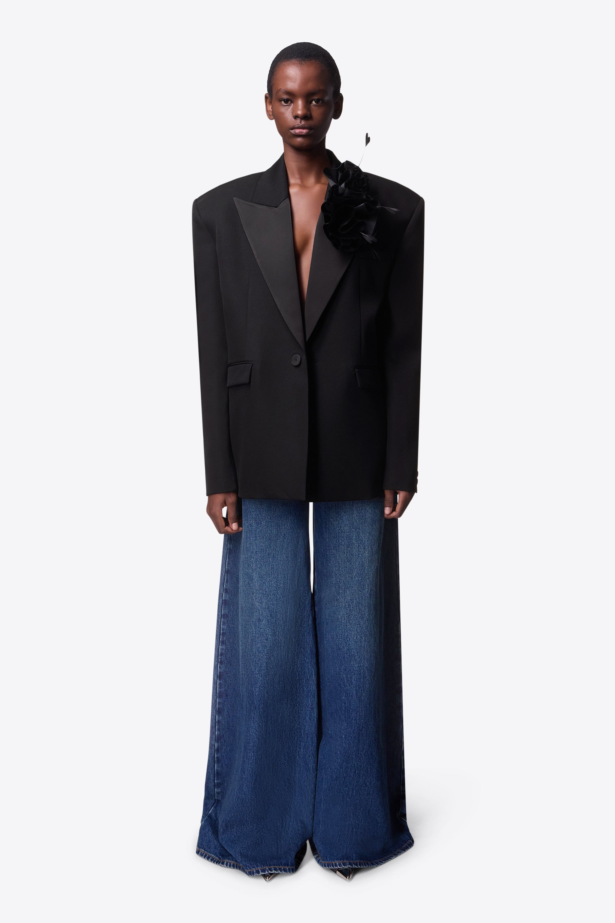 FLOWER CORSAGE OVERSIZED BLAZER - 4