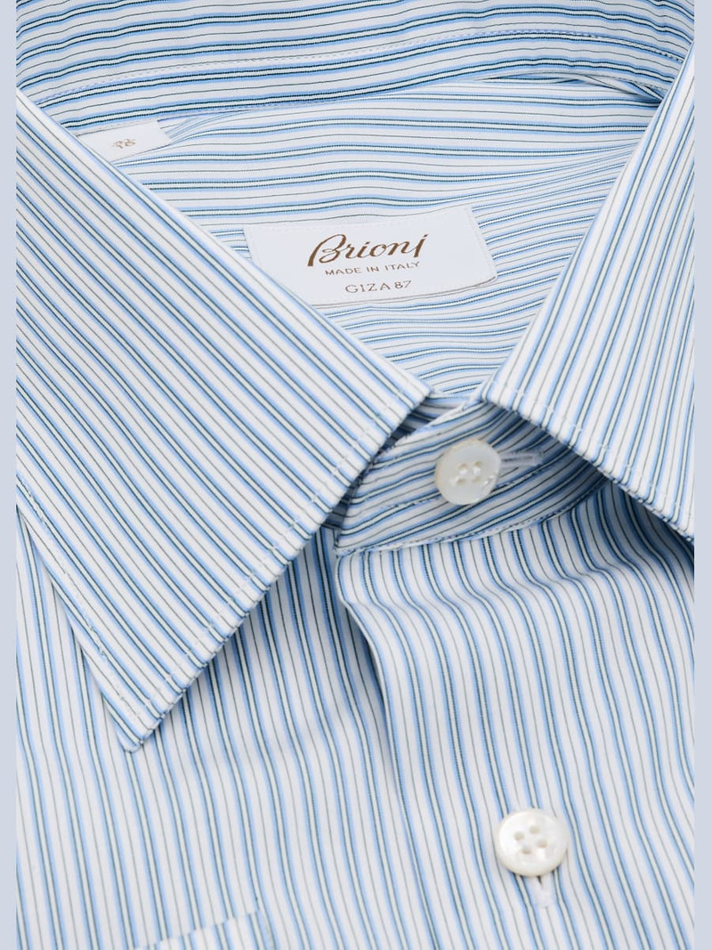 Brioni Men's Giza 87 Cotton Multi-Stripe Dress Shirt outlook