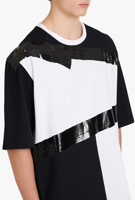 Oversized white and black eco-designed cotton T-shirt - 6