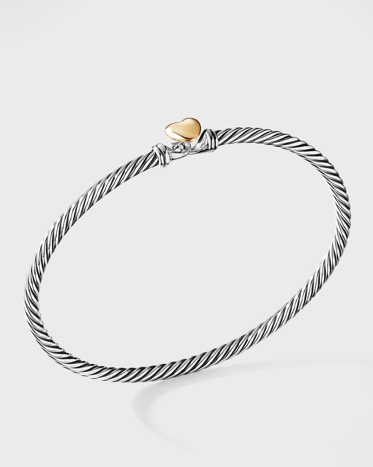 3mm Cable Heart Bracelet in Silver - 3