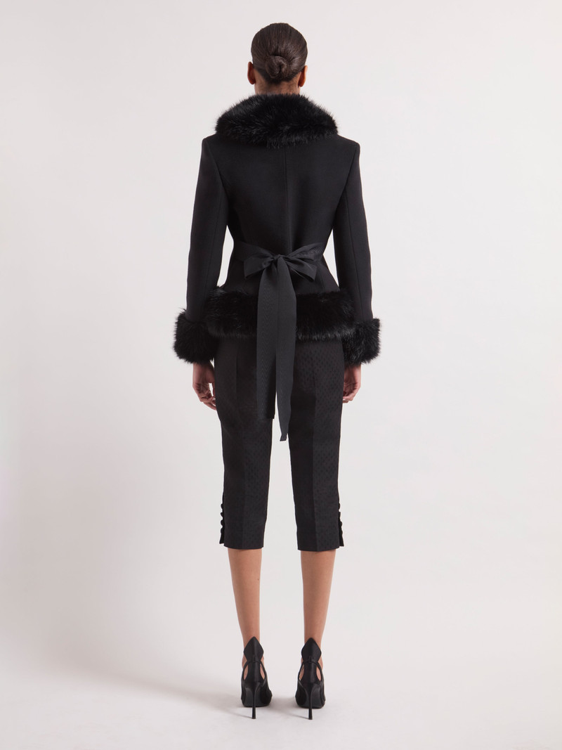 Black Faux Fur Short Coat 4