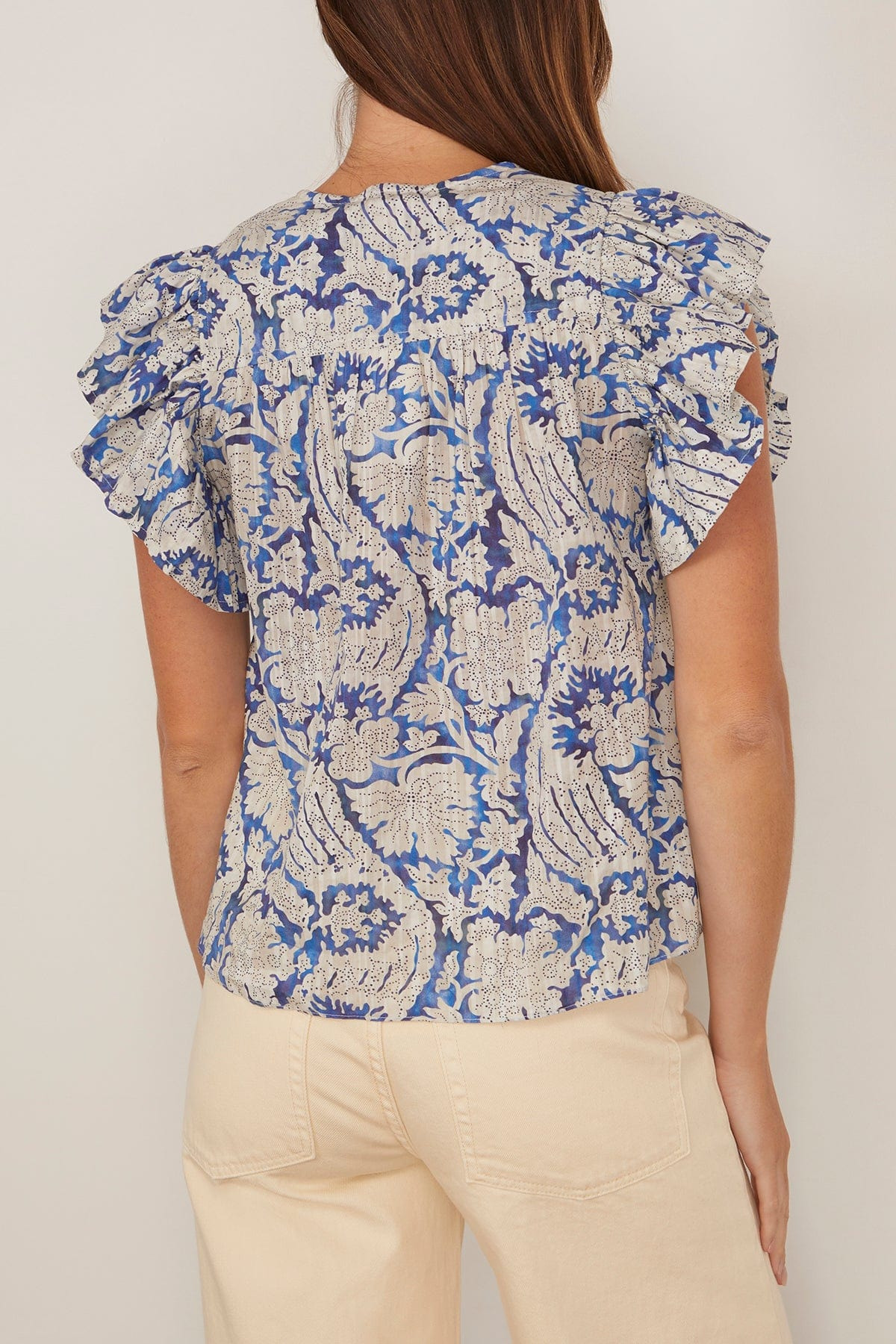Sienna Flutter Sleeve Top in Ciel - 4