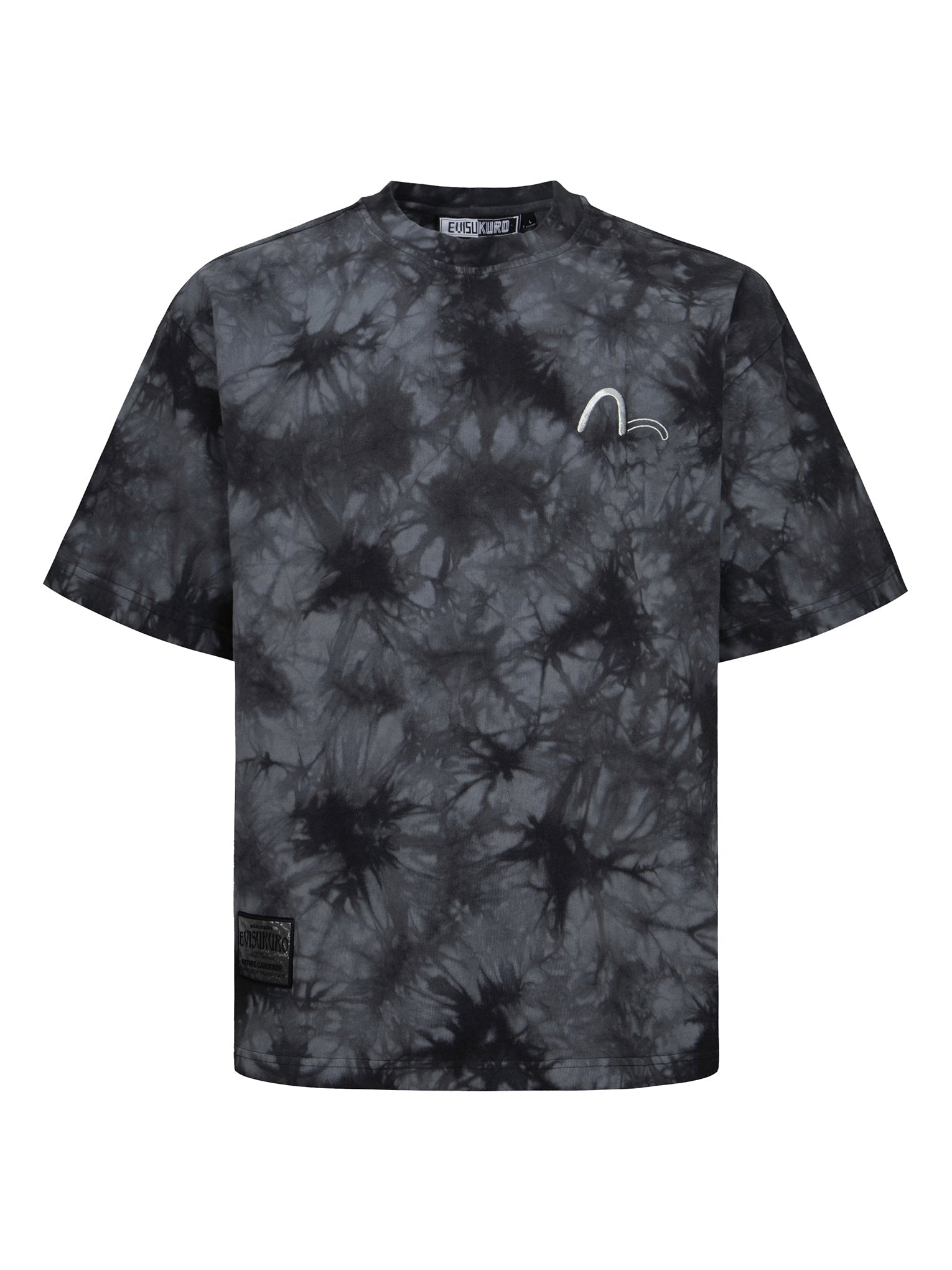 Tie-Dye with Seagull Embroidery Loose Fit T-Shirt - 14
