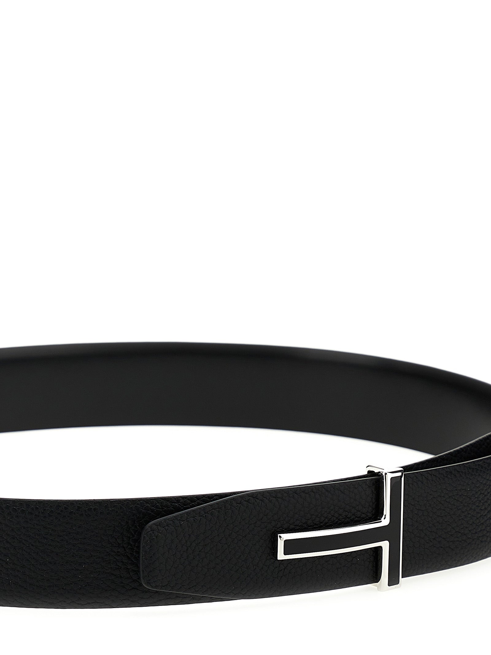 Logo Leather Belt Belts Black - 3