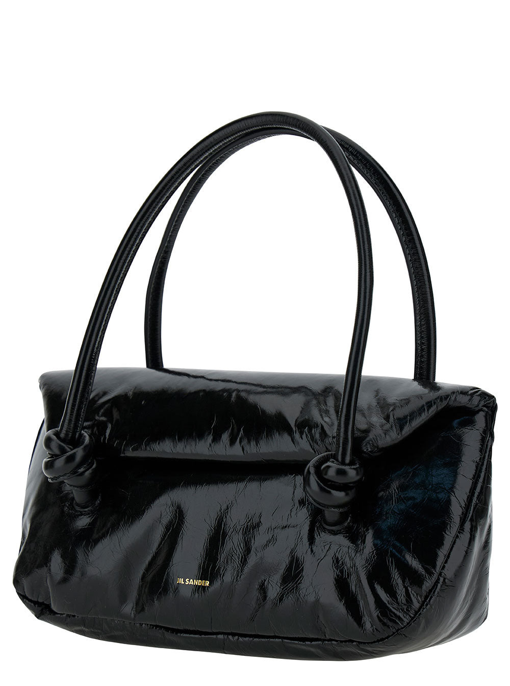 Jil Sander Women 'Knot Small' Black Shoulder Bag With Laminated Logo In Patent Leather Woman - 2