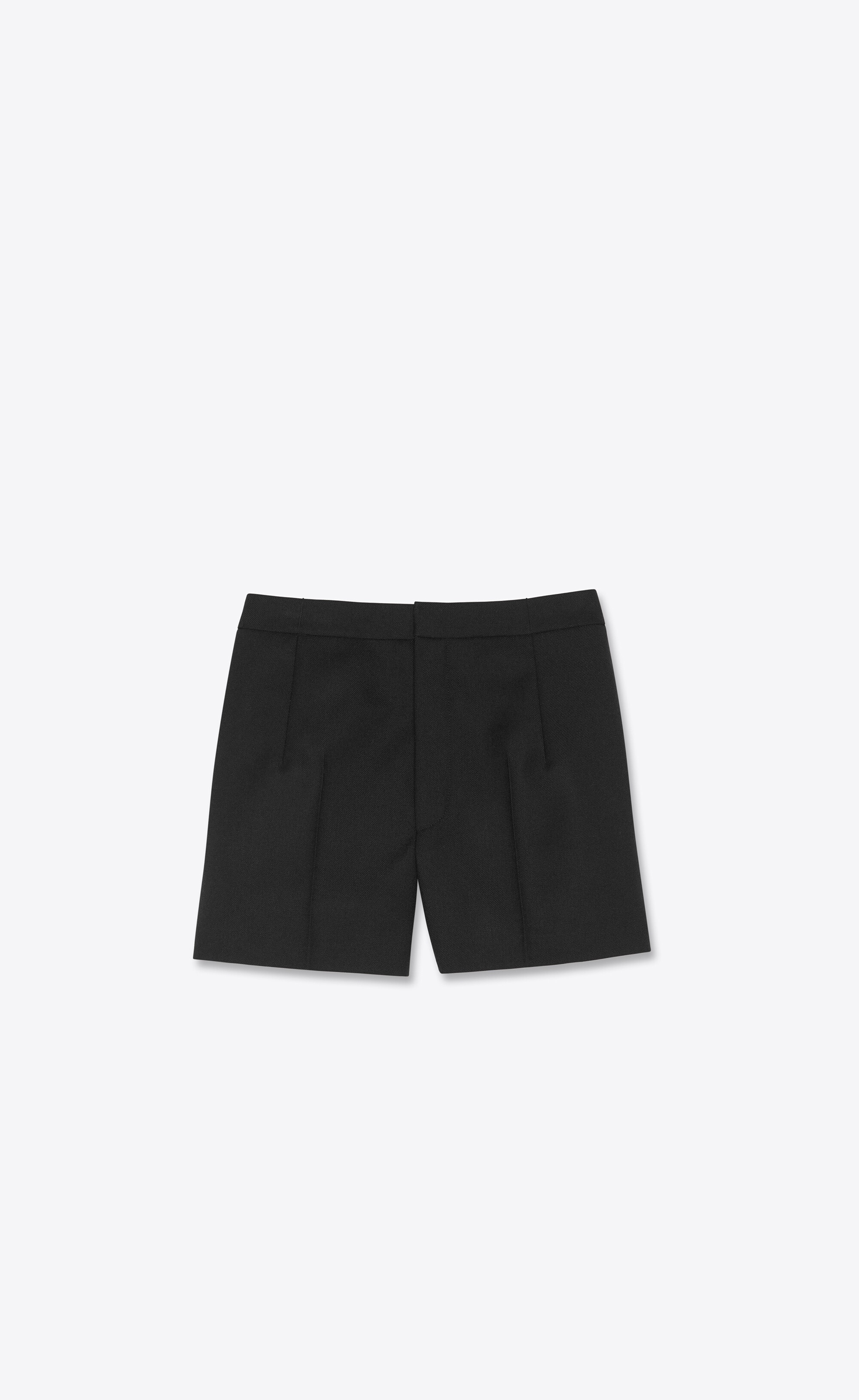 pleated mini shorts in wool  gabardine - 1