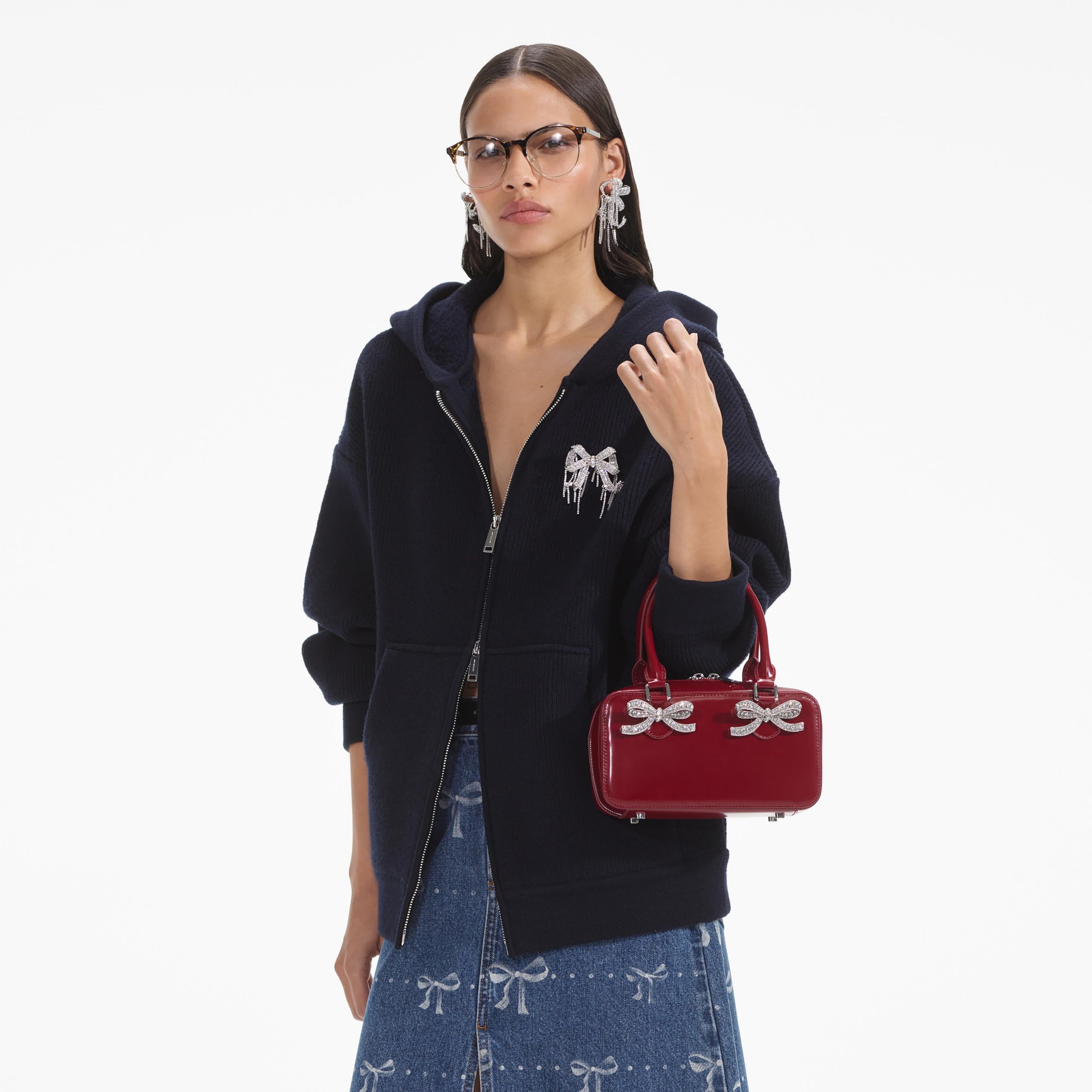 Burgundy Leather Mini Tote Bag - 5