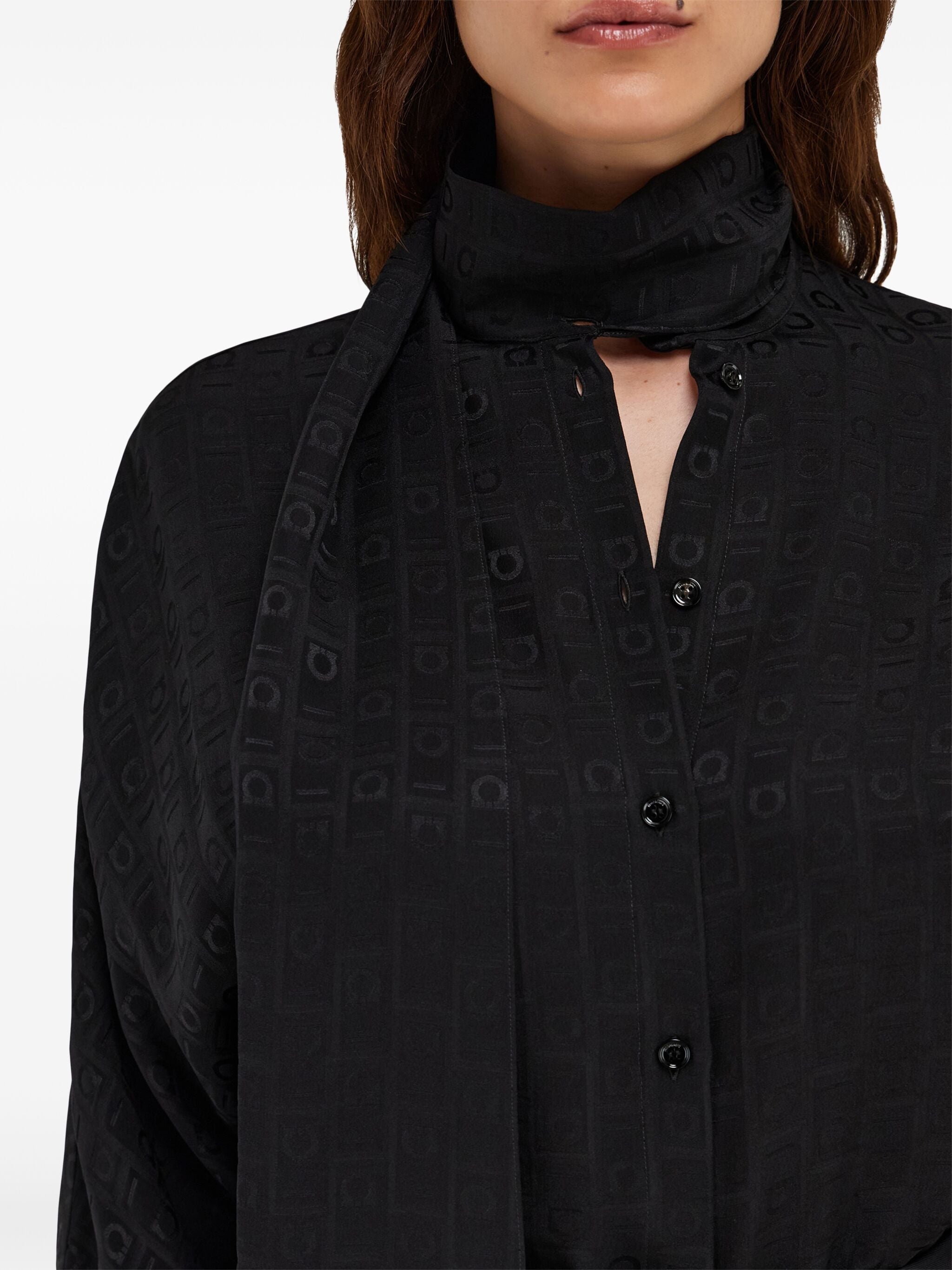 Sash-collar Silk Blouse - 2