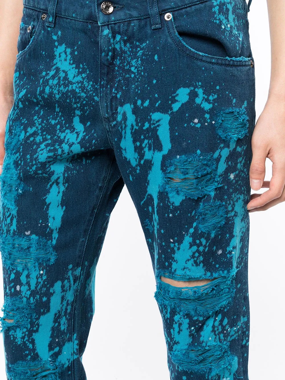 paint-detail ripped jeans - 5