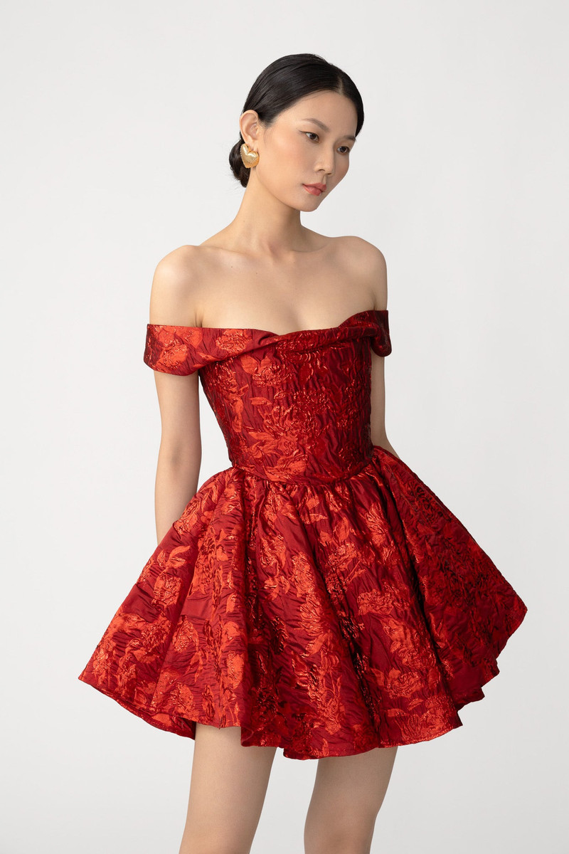 SAU LEE JEM BROCADE MINI DRESS outlook