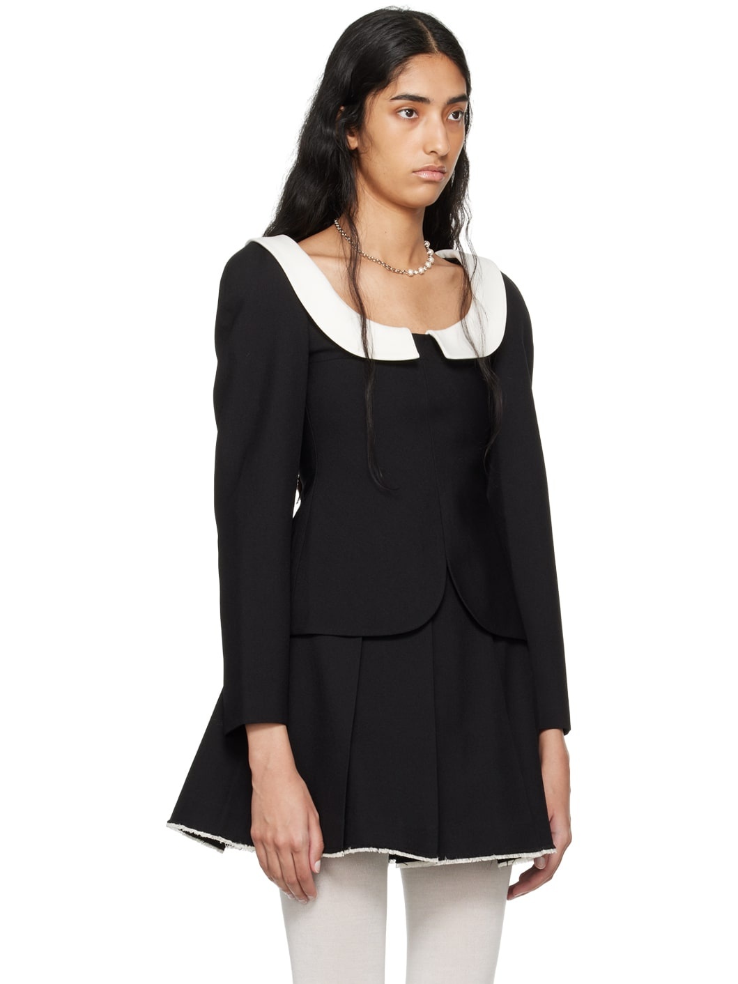 Black Peter Pan Collar Blouse - 2