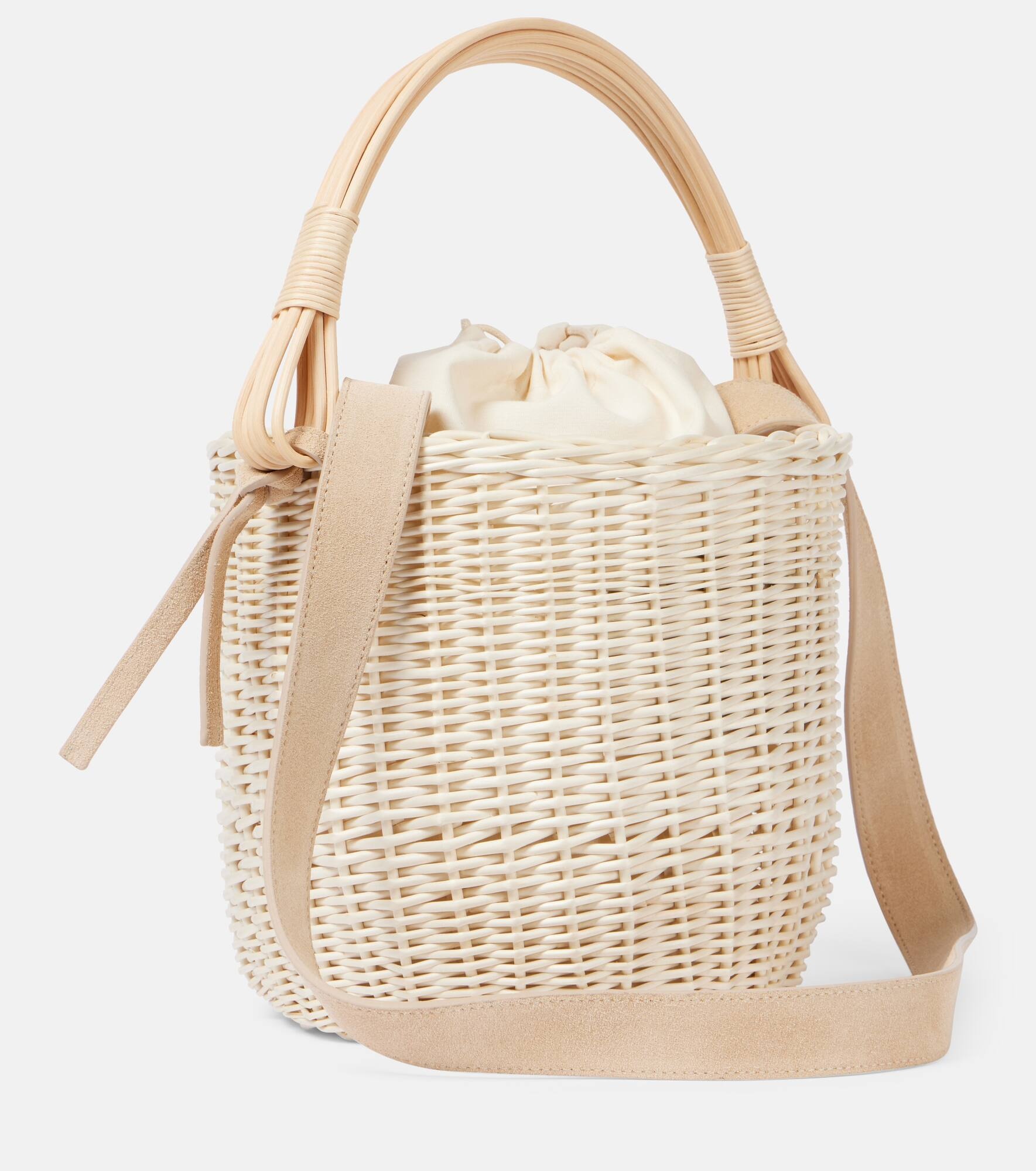 Iza rattan-trimmed wicker basket bag - 4