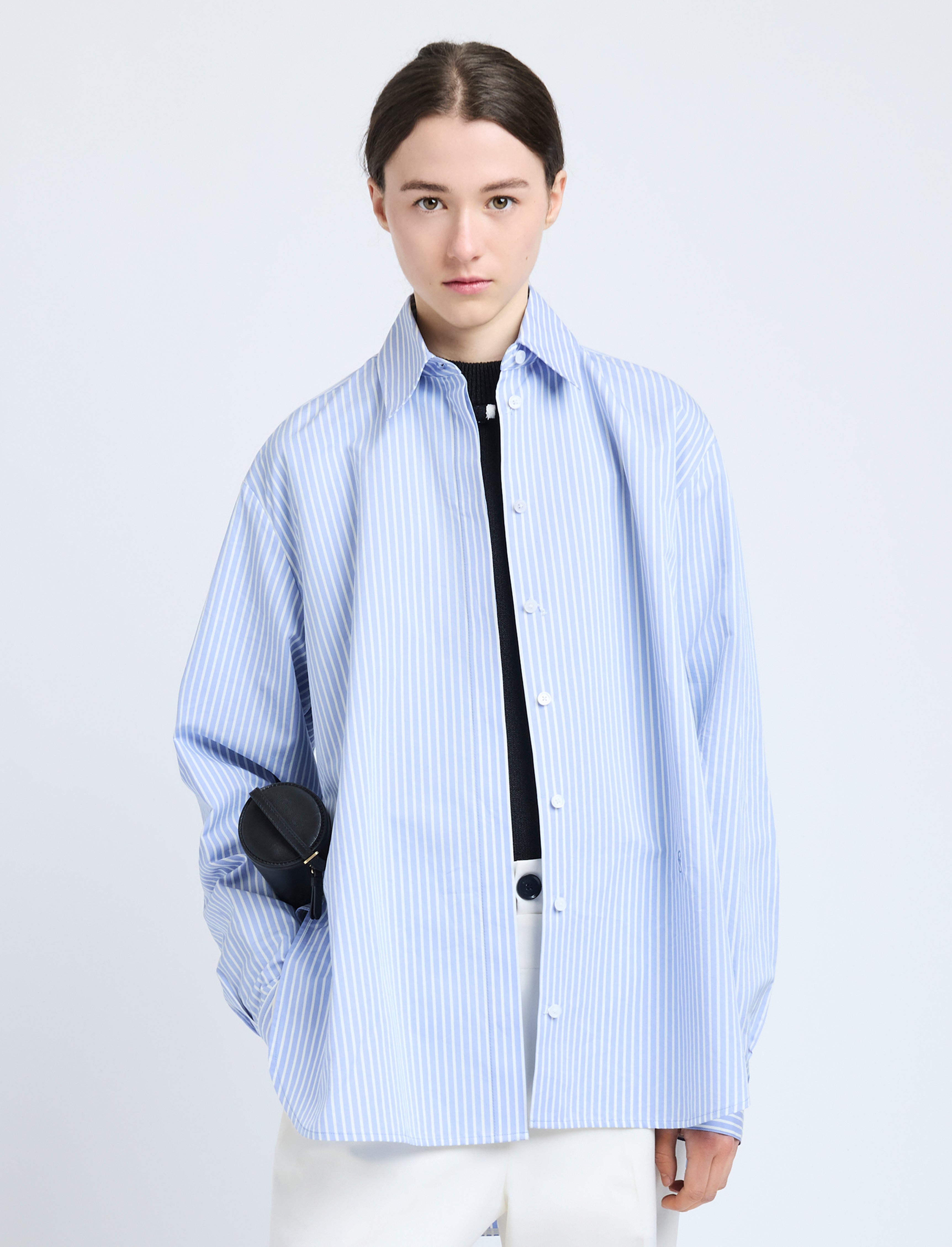 Hunter Top in Stripe Cotton Silk Poplin - 2