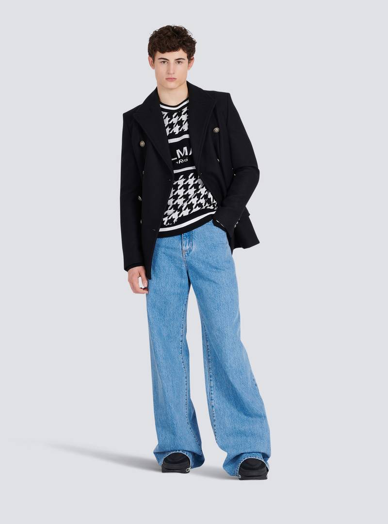 Balmain Houndstooth-patterned wool sweater outlook