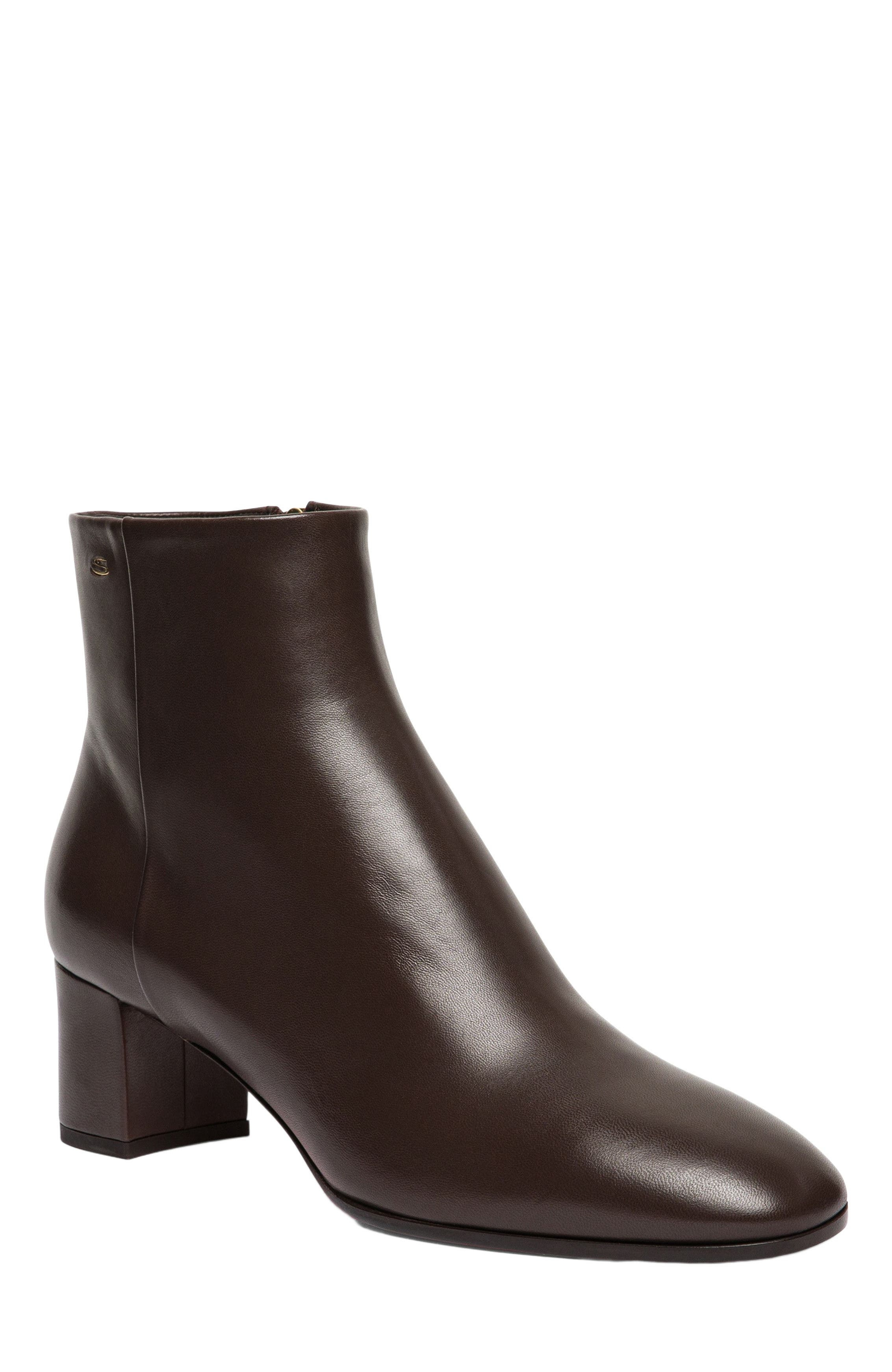 Santoni Leather mid-heel ankle boot in Brown at Nordstrom - 2