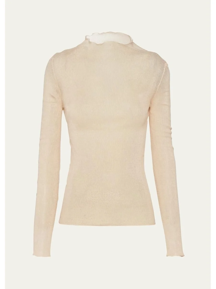 Superfine Cotton Knit Mock-Neck Top - 1