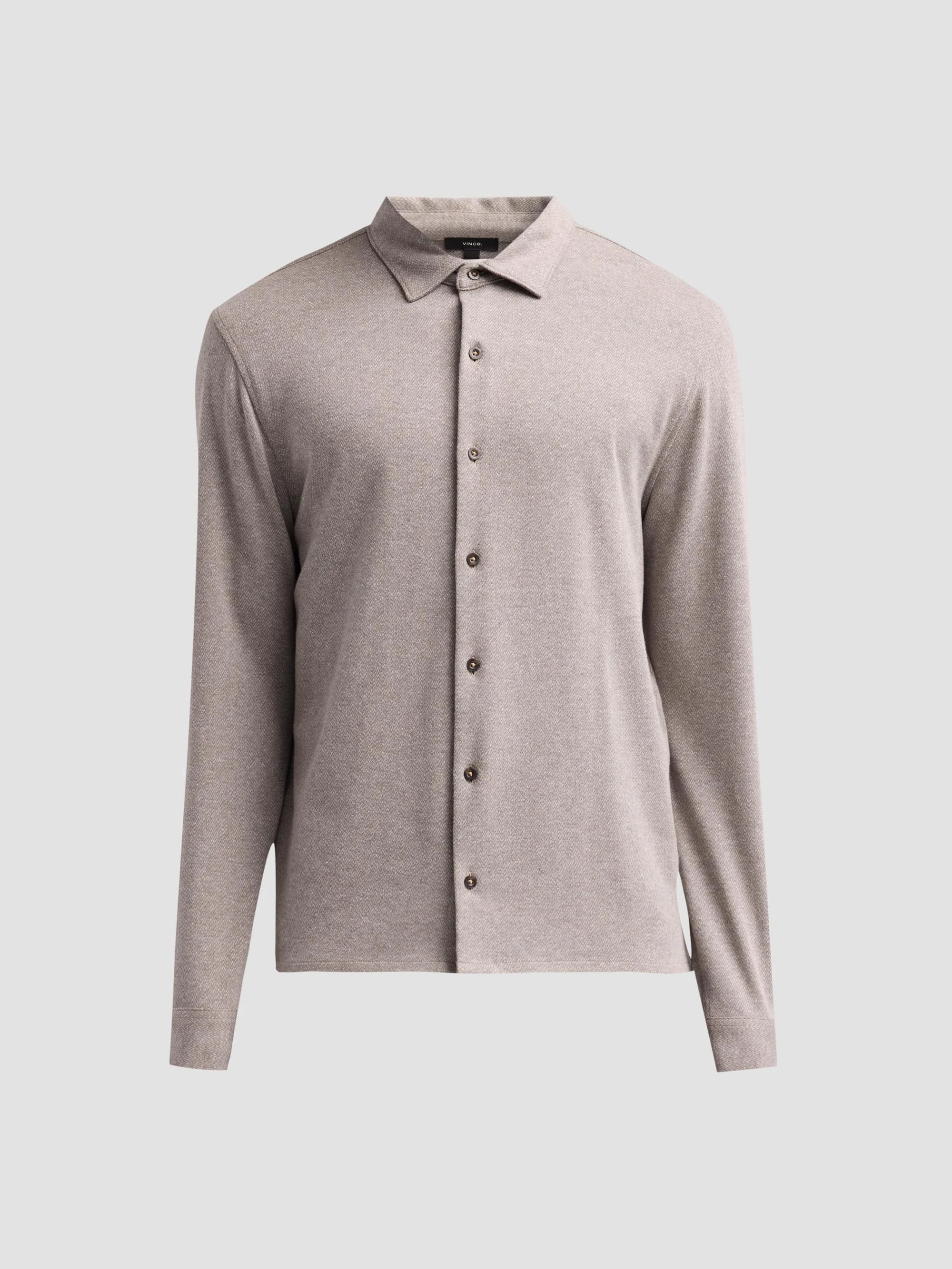 Men's Herringbone Cotton Shirt - Tarmac Pavement - 1