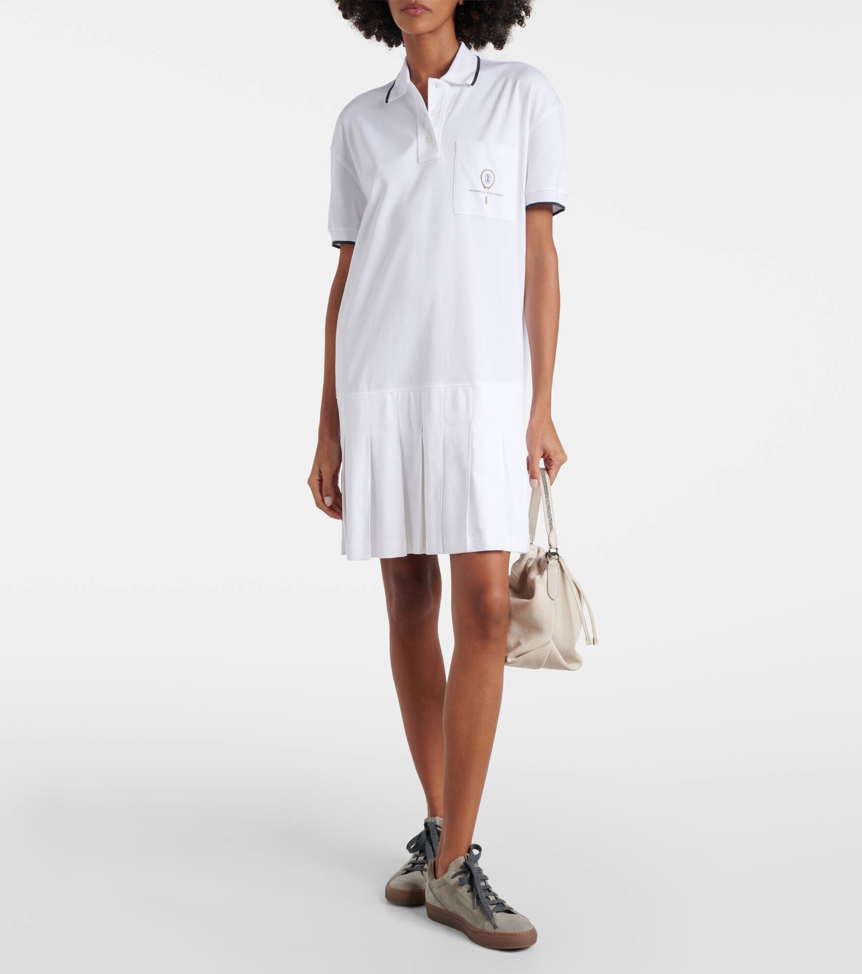Pleated cotton polo dress - 6