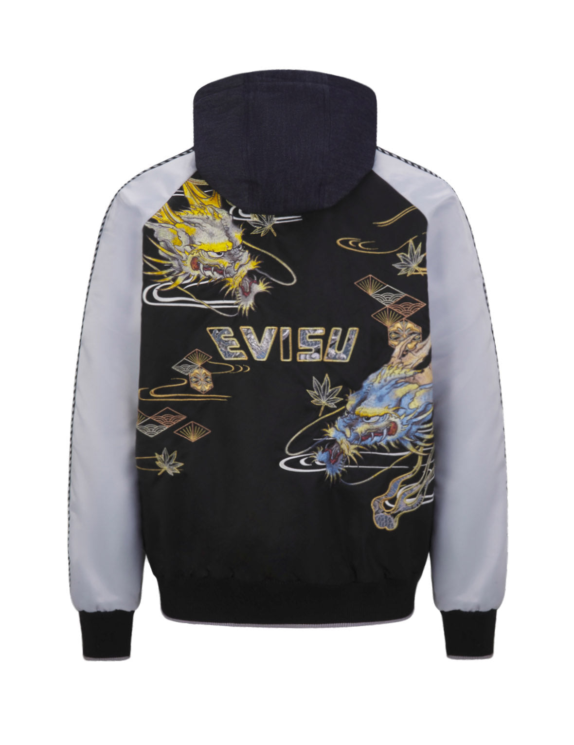 DRAGON EMBROIDERED FABRIC BLOCKING PADDED SOUVENIR JACKET - 7