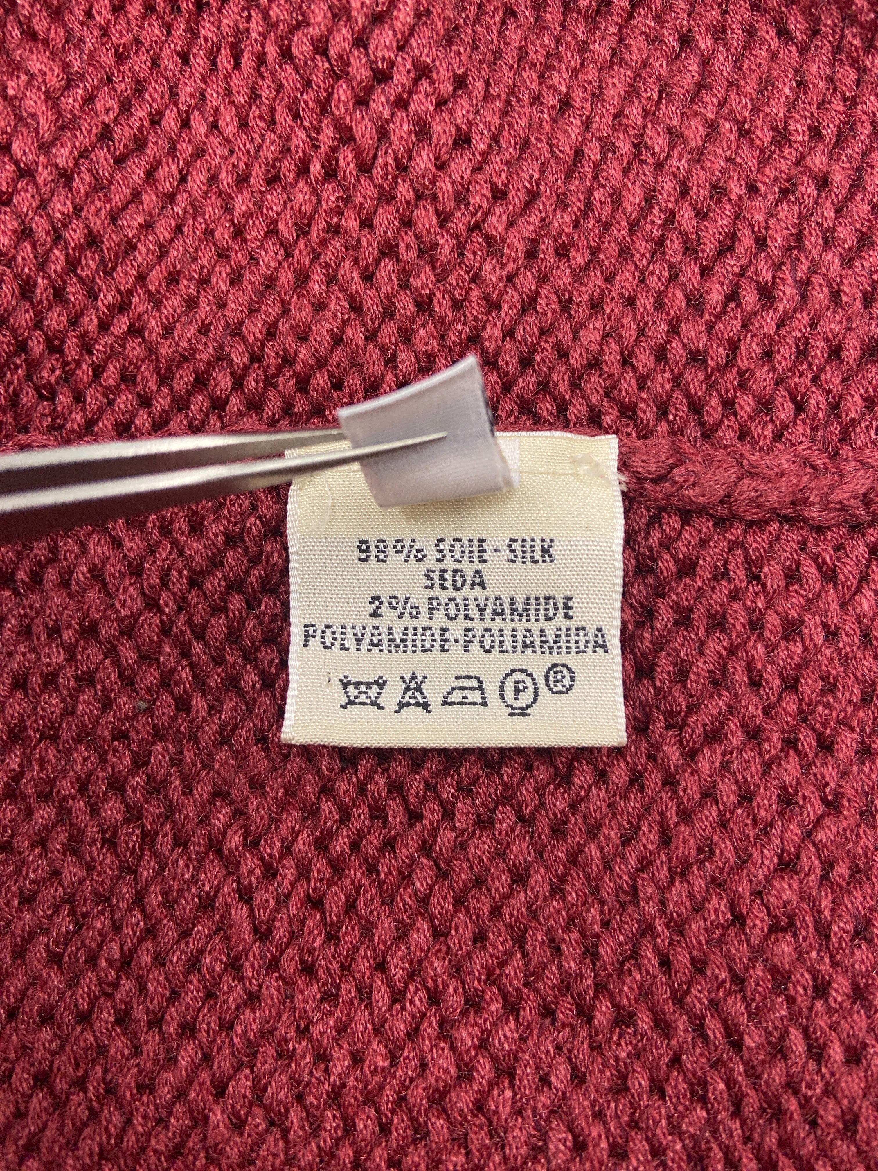 Hermès Spring 2000 Martin Margiela Jane Birkin Burgundy Silk Vareuse Knit Sweater S - 10